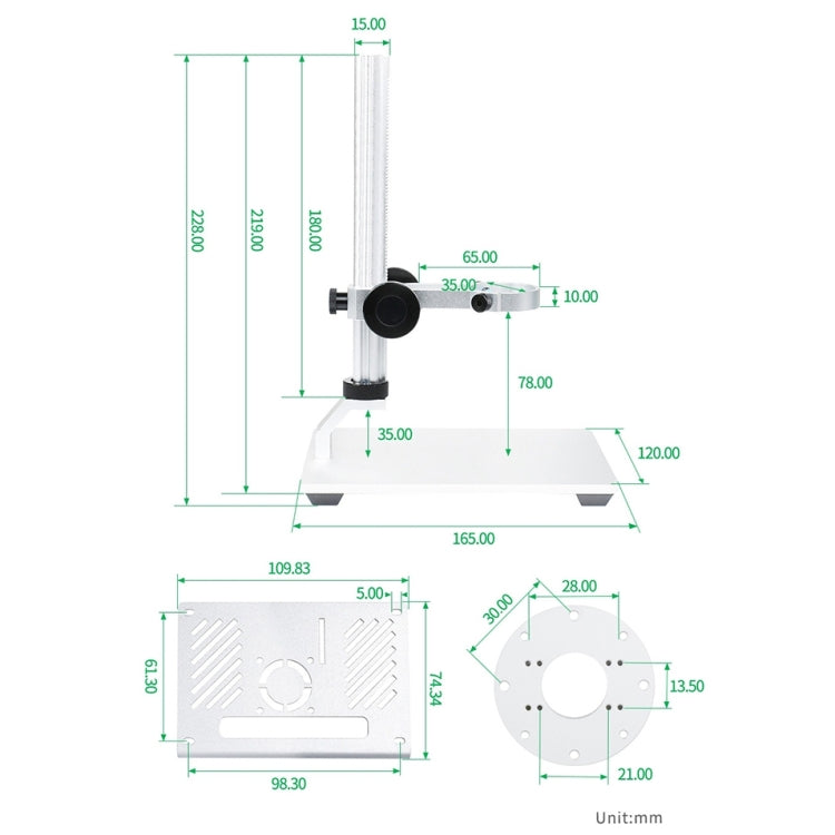 Kit microscope Raspberry Pi avec écran 4,3 pouces Waveshare, module caméra 12MP avec support, prise US