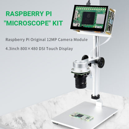 Kit microscope Raspberry Pi avec écran 4,3 pouces Waveshare, module caméra 12MP avec support, prise US