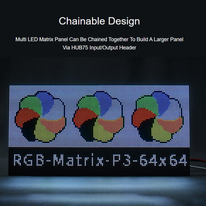 Waveshare RGB Full-Color LED Matrix Panel, 3mm Pitch, 64 x 64 Pixels, Adjustable Brightness, 22100