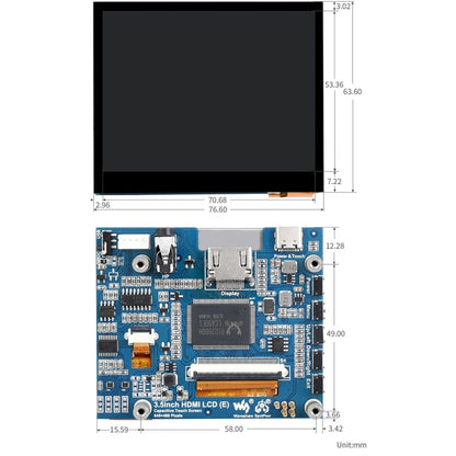 Écran LCD IPS tactile capacitif HDMI Waveshare de 3,5 pouces (E), 640 x 480, prise audio, prise audio 3,5 pouces