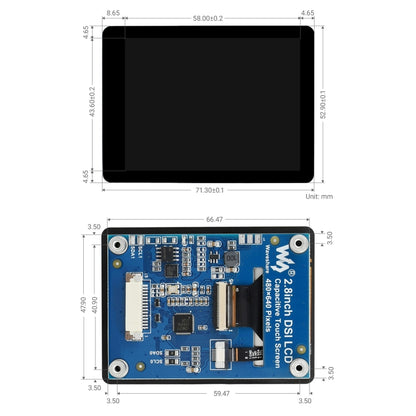 Écran tactile capacitif Waveshare 2,8 pouces pour Raspberry Pi, 480 x 640, DSI, IPS, écran entièrement laminé, 2,8 pouces