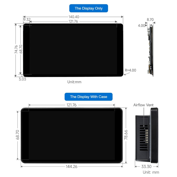 Écran LCD tactile capacitif IPS Waveshare 5,5 pouces 1440 x 2560 2K pour Raspberry Pi, interface HDMI, 5,5 pouces