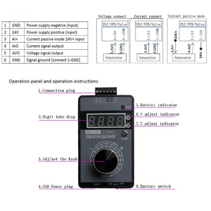 4-20mA 0-10V Signal Generator Adjustable Voltage Current Simulator, Built-in Battery, Built-in Battery