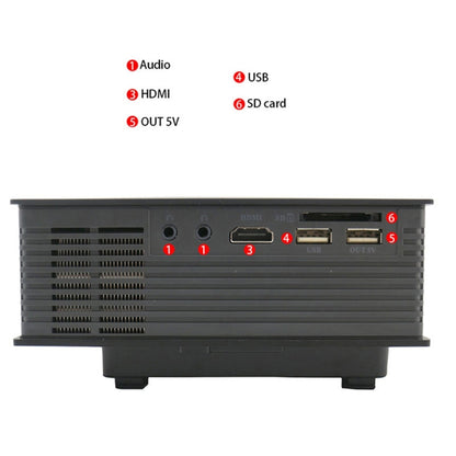 UC68 1200 Lumens HD 800 x 480 Digital LED Projector with Remote Control, Support USB / SD / VGA / HDMI
