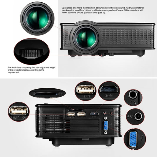 LY-40 1800 Lumens 1280 x 800 Home Theater LED Projector with Remote Control, EU Plug