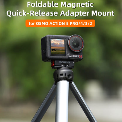 For DJI Osmo Action 5 Pro / 4 / 3 Sunnylife Foldable Magnetic Quick Release Mount Action Camera Selfie Stick Tripod Adapter Cam Stand, AD887 For DJI Osmo 360 / Action 5 Pro