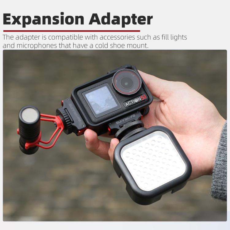For DJI Osmo Action 5 Pro / 4 / 3 Sunnylife Magnetic Quick-Release Cold Shoe Adapter Action Camera Fill Light Microphone Adapter, AD938 For DJI Osmo 360 / Action 5 Pro