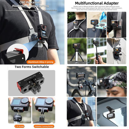 For DJI Osmo Action 5 Pro / 4 / 3 Sunnylife Foldable Magnetic Quick Release Mount + Magnetic Cold Shoe Adapter, AD938+AD887 For DJI Osmo Action 5 Pro / 4 / 3