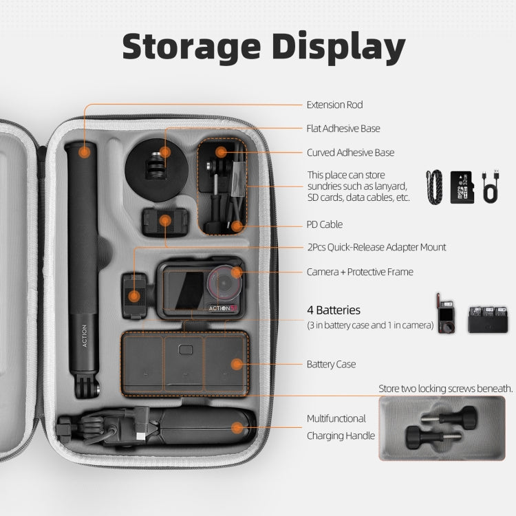 Für DJI Osmo Action 5 Pro / 4 / 3 Sunnylife Tragetasche Adventure Combo Bag, Adventure Combo Bag