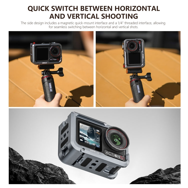 For DJI Osmo Action 5 Pro STARTRC Metal Cage Expansion Adapter Frame with Cold Shoe, For DJI Osmo Action 5 Pro