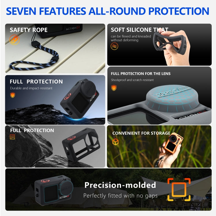 Pour l'étui de protection en silicone STARTRC avec couvercle d'objectif pour DJI Osmo Action 5 Pro