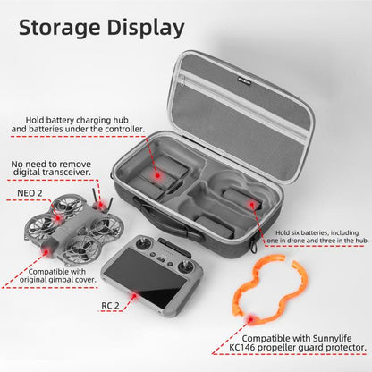 Pour DJI Neo 2 Sunnylife Étui de Transport Portable Combo Sac à Bandoulière Housse de Protection Rigide de Voyage, Combo Sac à Bandoulière