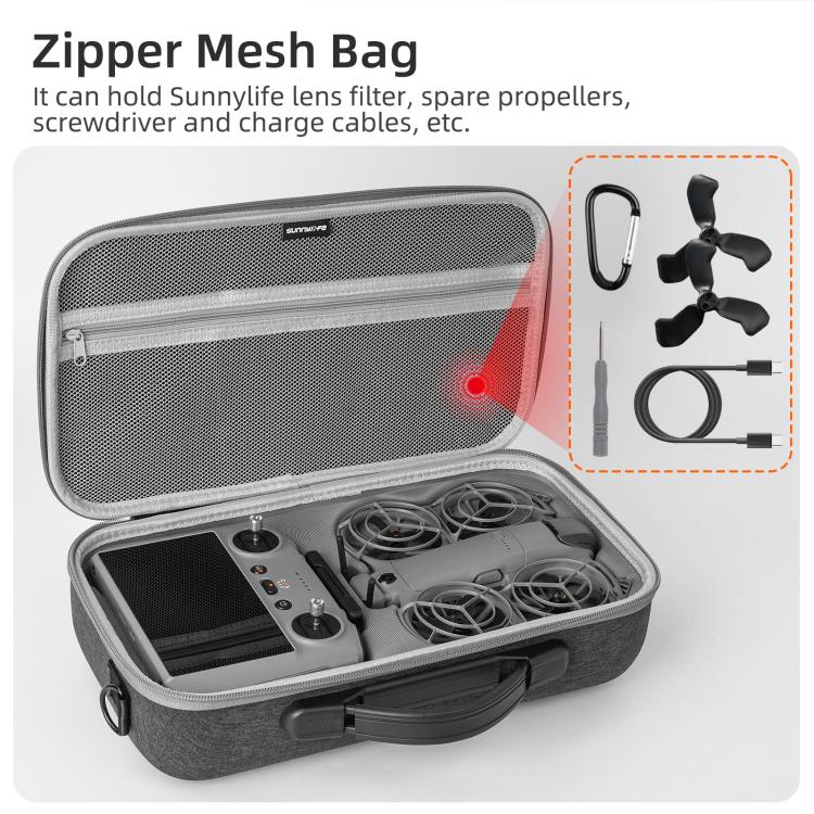 Pour DJI Neo 2 Sunnylife Étui de Transport Portable Combo Sac à Bandoulière Housse de Protection Rigide de Voyage, Combo Sac à Bandoulière