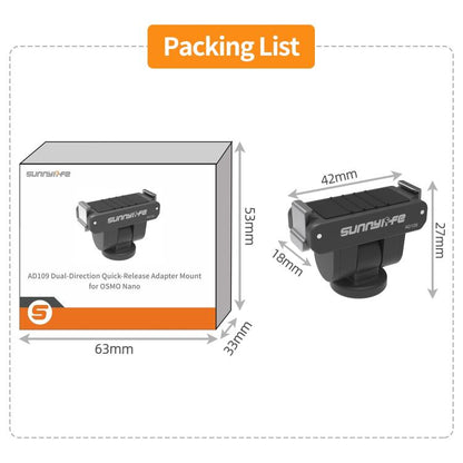 For DJI Osmo 360 Sunnylife Dual-Direction Magnetic Quick Release Adapter Mount