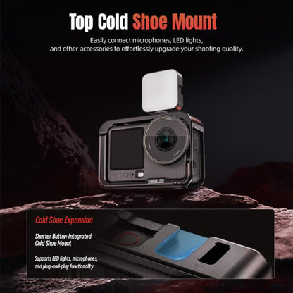 For DJI Osmo Action 6 STARTRC Metal Cage Frame with Cold Shoe, For DJI Osmo Action 6 Metal Cage