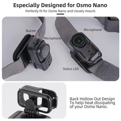 For DJI Osmo Nano Sunnylife 360 Rotation Vertical-Horizontal Head Strap with Adapter Adjustable Head Lanyard Braided Safe Rope