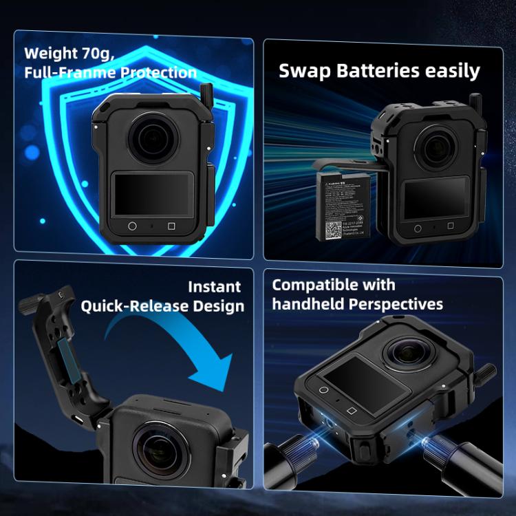 For DJI Osmo 360 YELANGU Metal Protective Cage Expansion Frame with Horizontal Mount Base, For DJI Osmo 360 Cage with Horizontal Mount Base