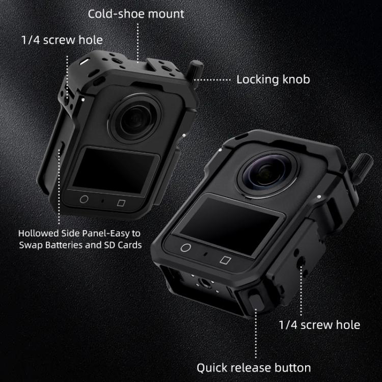 For DJI Osmo 360 YELANGU Metal Protective Cage Expansion Frame with Horizontal Mount Base, For DJI Osmo 360 Cage with Horizontal Mount Base