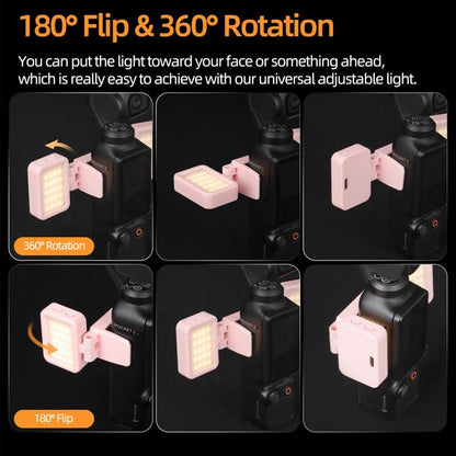 For DJI Osmo Pocket 3 Sunnylife Adjustable LED Video Light Quick-Release Fill Light Tri-Color Dimmable Portable Fill Lamp