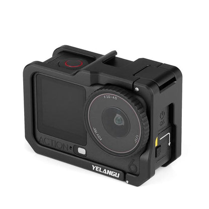 For DJI Osmo Action 6 YELANGU Metal Camera Cage Frame with Cold Shoe, For DJI Osmo Action 6 Cage