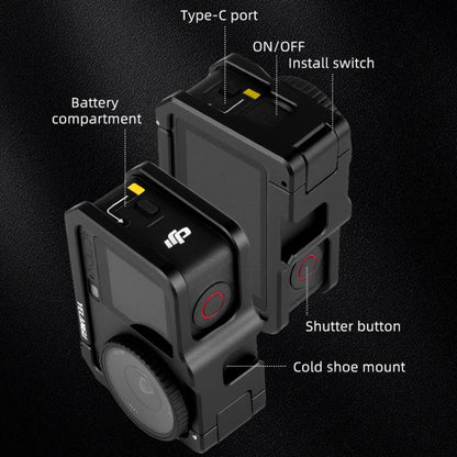 For DJI Osmo Action 6 YELANGU Metal Camera Cage Frame with Cold Shoe, For DJI Osmo Action 6 Cage