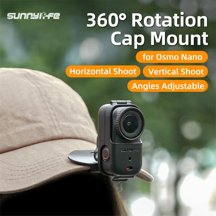 For DJI Osmo Nano Sunnylife Baseball Hat Clip Mount Baseball Cap Clamp Quick Release Mount Camera POV Vlog Holder, ON-J064 Cap Clamp
