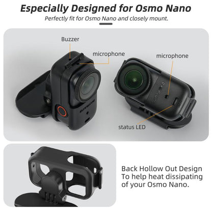 For DJI Osmo Nano Sunnylife Baseball Hat Clip Mount Baseball Cap Clamp Quick Release Mount Camera POV Vlog Holder, ON-J064 Cap Clamp