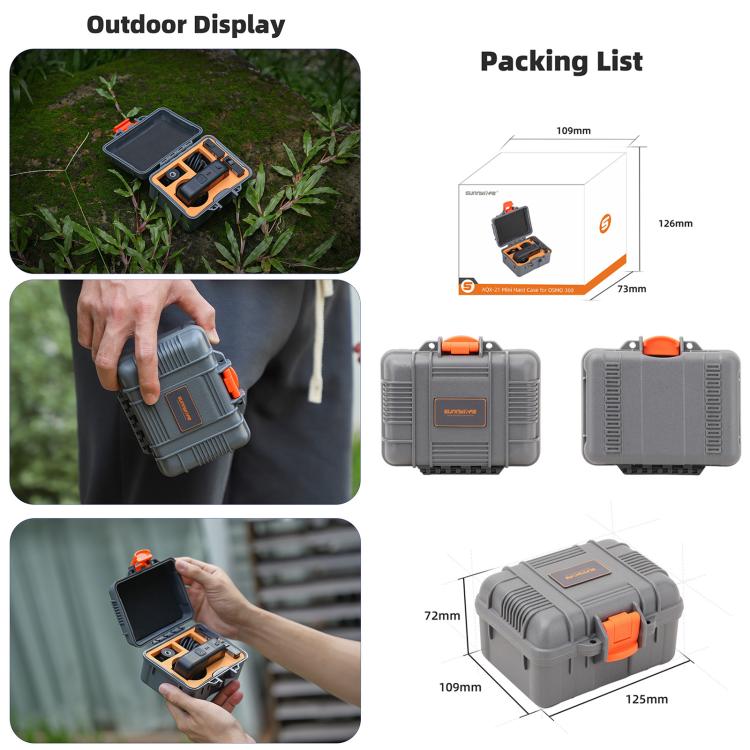 For DJI Osmo 360 Sunnylife Mini Travel Box Waterproof Carrying Box Shock-proof Hard Shell, For DJI Osmo 360