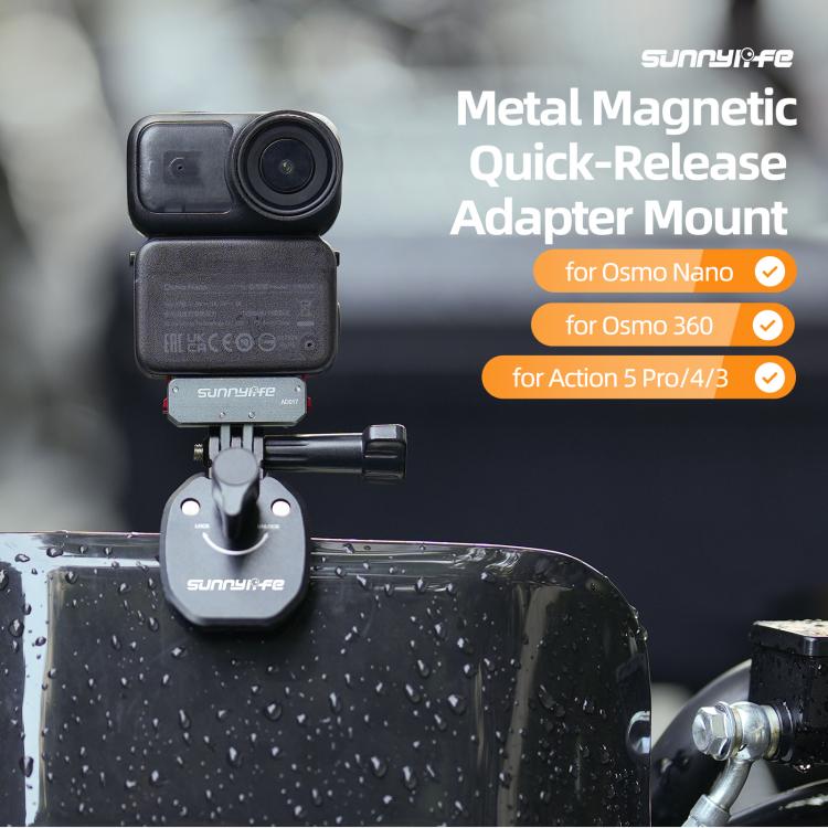 Sunnylife Metal Magnetic Quick Release Adapter Mount Foldable Cam Stand 1/4 Adapter For DJI Osmo Nano / Osmo 360 / Action 5 Pro / 4 / 3, AD017 For DJI Osmo Nano / Osmo 360