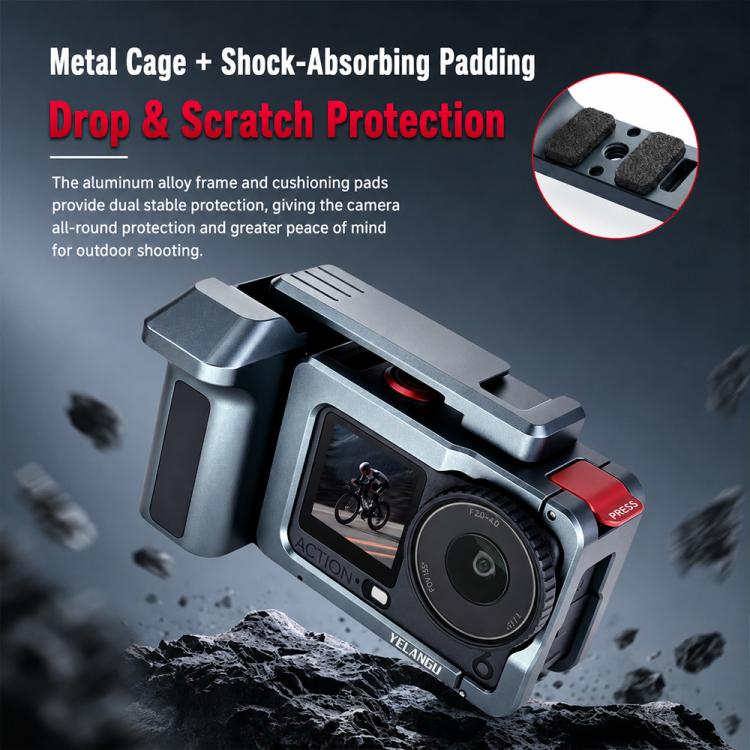 For DJI Osmo Action 6 YELANGU Metal Camera Cage with Dual-Opening, LWAC6-1