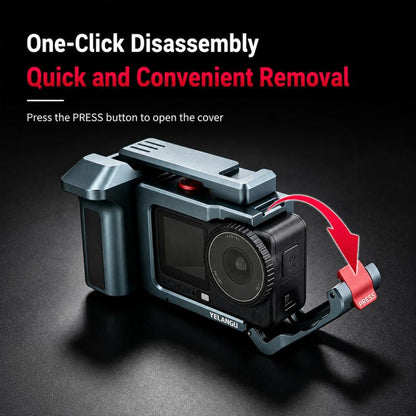 For DJI Osmo Action 6 YELANGU Metal Camera Cage with Dual-Opening, LWAC6-1