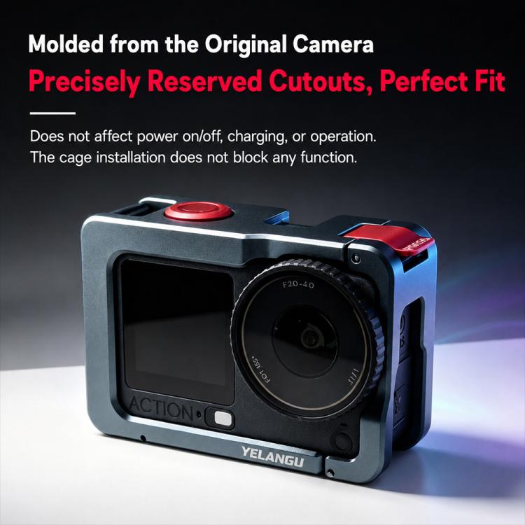 For DJI Osmo Action 6 YELANGU Metal Camera Cage with Dual-Opening, LWAC6-1
