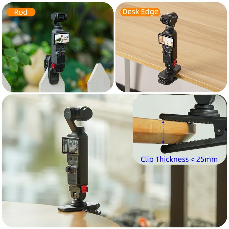 Pour DJI Osmo Pocket 4 / 3 Sunnylife Clip de Sac à Dos Réglable à Fixation Magnétique Rapide Pince de Caméra d'Action Support Vertical-Horizontal, Pour DJI Osmo Pocket 4 / 3 Support Vertical-Horizontal