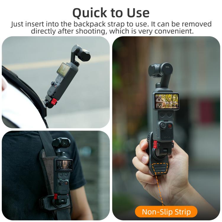 Pour DJI Osmo Pocket 4 / 3 Sunnylife Clip de Sac à Dos Réglable à Fixation Magnétique Rapide Pince de Caméra d'Action Support Vertical-Horizontal, Pour DJI Osmo Pocket 4 / 3 Support Vertical-Horizontal