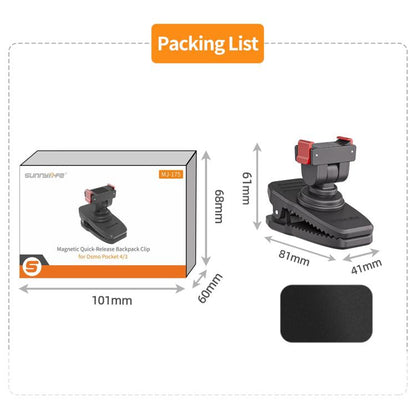 Pour DJI Osmo Pocket 4 / 3 Sunnylife Clip de Sac à Dos Réglable à Fixation Magnétique Rapide Pince de Caméra d'Action Support Vertical-Horizontal, Pour DJI Osmo Pocket 4 / 3 Support Vertical-Horizontal