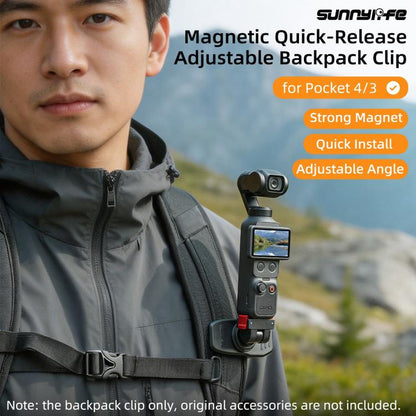 Pour DJI Osmo Pocket 4 / 3 Sunnylife Clip de Sac à Dos Réglable à Fixation Magnétique Rapide Pince de Caméra d'Action Support Vertical-Horizontal, Pour DJI Osmo Pocket 4 / 3 Support Vertical-Horizontal