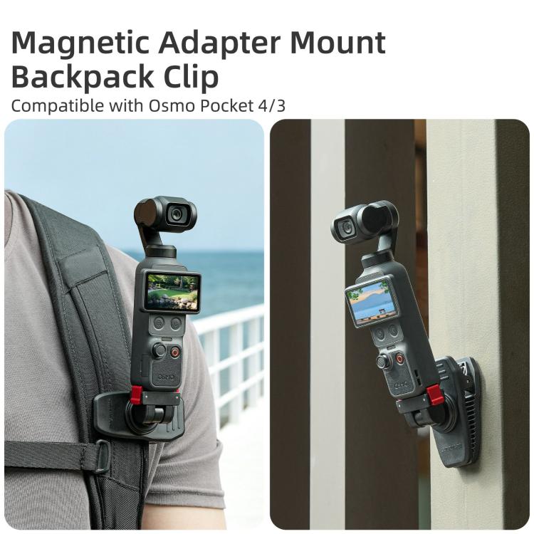 Pour DJI Osmo Pocket 4 / 3 Sunnylife Clip de Sac à Dos Réglable à Fixation Magnétique Rapide Pince de Caméra d'Action Support Vertical-Horizontal, Pour DJI Osmo Pocket 4 / 3 Support Vertical-Horizontal