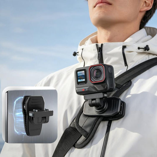 Pince pour sac à dos à dégagement rapide magnétique Sunnylife, support vertical-horizontal pour caméra d'action, pour Insta360 X4 Air / X5 / Ace / Ace Pro 2 / 1, pour Insta360 X4 Air / X5 / Ace / Ace Pro 2 / 1