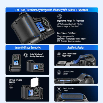 For DJI Osmo Action 5 Pro / 4 / 3 STARTRC 3 in 1 Expansion Power-Grip Street Shooting Handle Cage Kit, For DJI Osmo Action 5 Pro / 4 / 3 Power-Grip