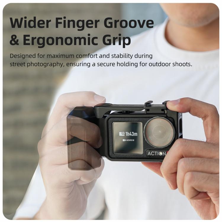 Sunnylife Street Photography Handle Ergonomic Hand Grip Quick Release Shutter Handle For DJI Action 5 Pro / 4 / 3, For DJI Action 5 Pro / 4 / 3