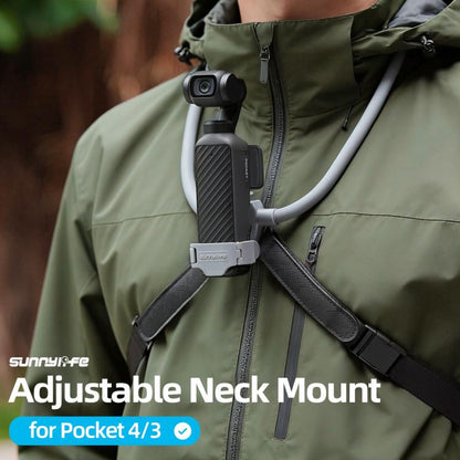 For DJI Osmo Pocket 4 / 3 Sunnylife Adjustable POV Neck Mount Hand Free Video Vlog Neck Selfie Holder with Body Strap