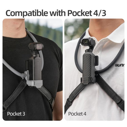 For DJI Osmo Pocket 4 / 3 Sunnylife Adjustable POV Neck Mount Hand Free Video Vlog Neck Selfie Holder with Body Strap