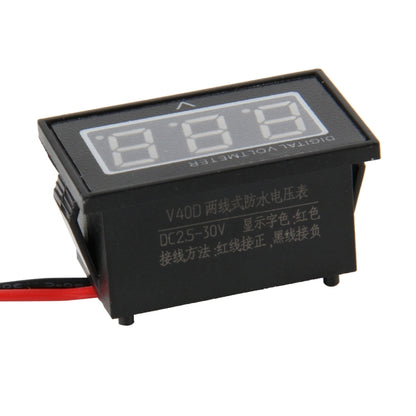 V40D 2 Wires Red Light Display Mini Waterproof IPX4 Digital Voltage Meter, Measure Voltage: DC 2.5-30V, DT0002G, DT0002L, DT0002R