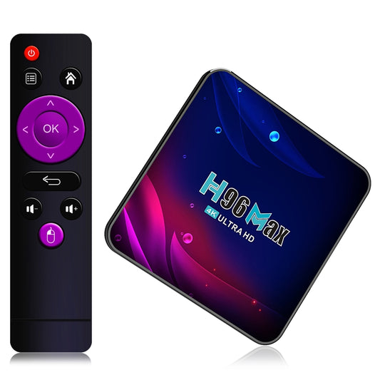 Smart TV BOX H96 Max V11 4K con Android 11.0, reproductor multimedia y control remoto, procesador RK3318 de cuatro núcleos y 64 bits Cortex-A53, 4 GB de RAM y 64 GB de ROM, compatible con wifi de doble banda, Bluetooth, Ethernet, enchufe estadounidense, 4 GB + 64 GB.