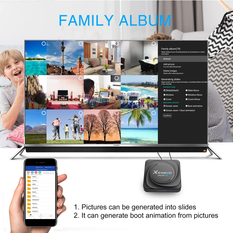 X88 Pro 20 4K Smart TV BOX Android 11.0 Media Player with Infrared Remote Control, RK3566 Quad Core 64bit Cortex-A55 up to 1.8GHz, RAM: 8GB, ROM: 128GB, Support Dual Band WiFi, Bluetooth, Ethernet, EU Plug