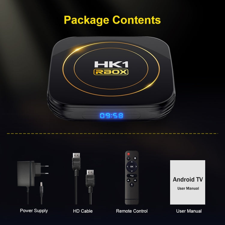 HK1 RBOX-H8S 4K Ultra HD Android 12.0 Smart TV Box with Remote Control, Allwinner H618 Quad-Core, 4GB+32GB