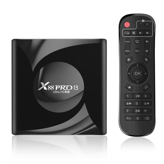 Box Android 13.0 Smart TV X88 Pro 13 avec Télécommande, RK3528 Quad-Core, 4G+32Go, 4G+32Go