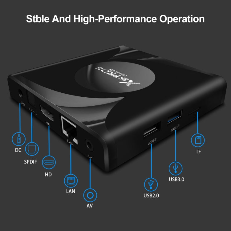 X88 Pro 13 Android 13.0 Smart TV Box with Remote Control, RK3528 Quad-Core, 4G+64GB, 4G+64GB