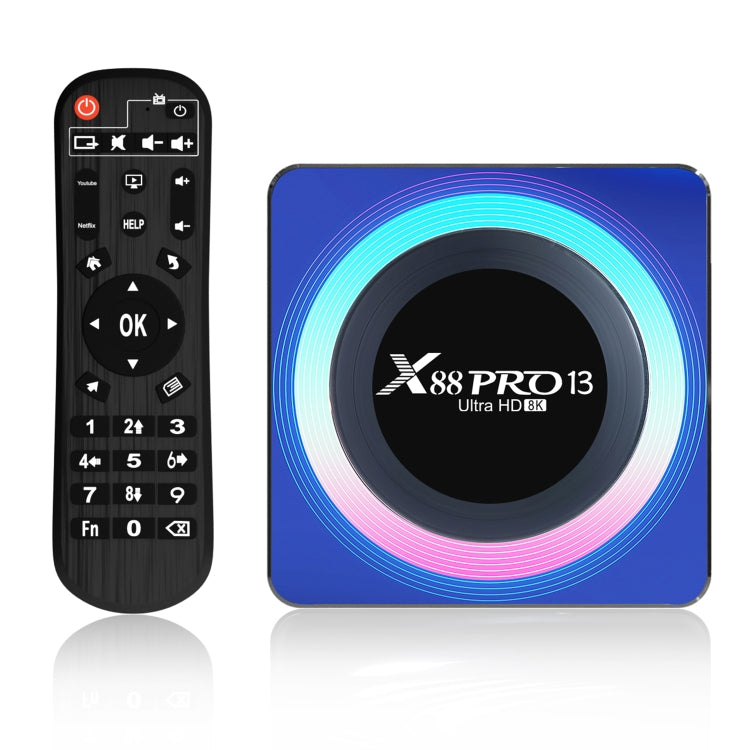 Acrylic X88 Pro 13 8K Ultra HD Android 13.0 Smart TV Box with Remote Control, RK3528 Quad-Core, 2GB+16GB, 2GB+16GB