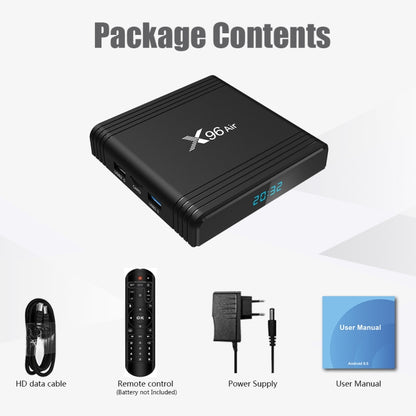 X96 Air 8K Smart TV BOX Android 9.0 Media Player with Remote Control, Quad-core Amlogic S905X3, RAM: 4GB, ROM: 32GB, Dual Band WiFi, Bluetooth, AU Plug